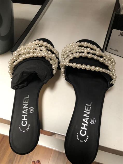 chanel pearl sliders|rubber Chanel slides women.